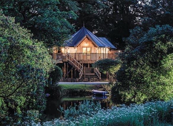 The beautiful Treehouse at Clowance, overlooking the water